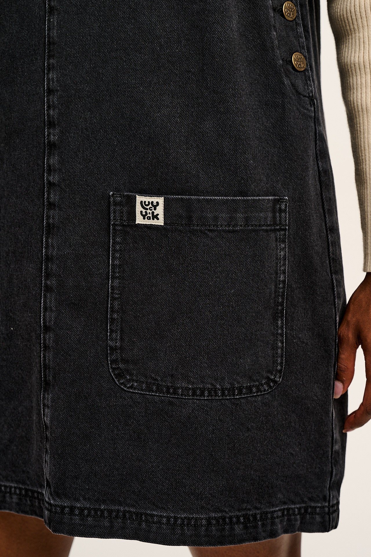 Layla - Mini Denim Dress in Washed Black