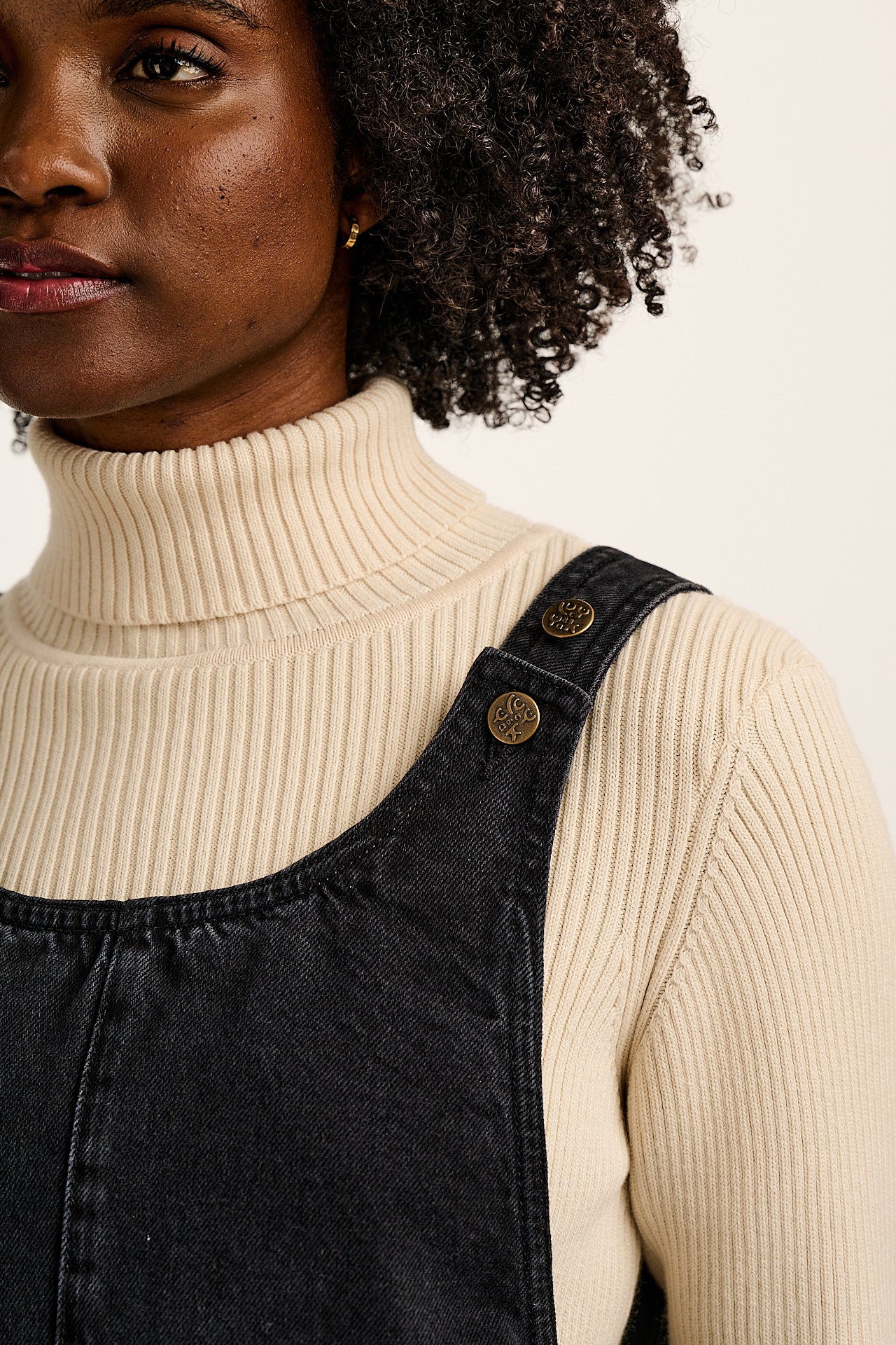 Layla - Mini Denim Dress in Washed Black