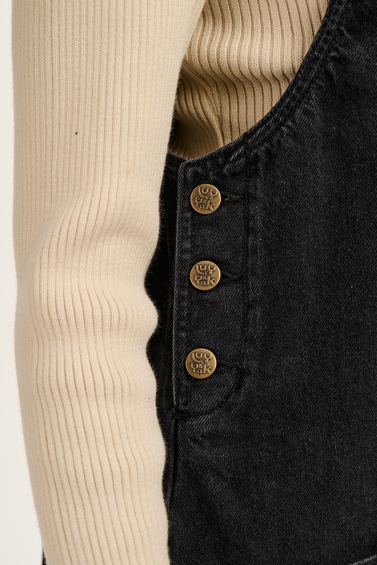 Layla - Mini Denim Dress in Washed Black