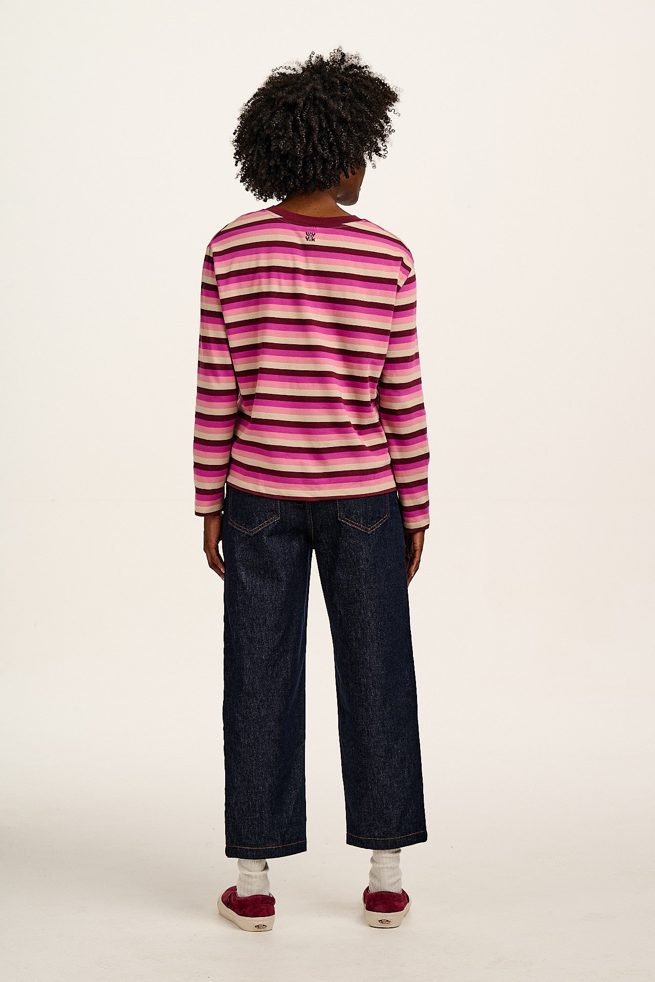 Mysen - Long Sleeve Cotton T-Shirt in Pink Stripe