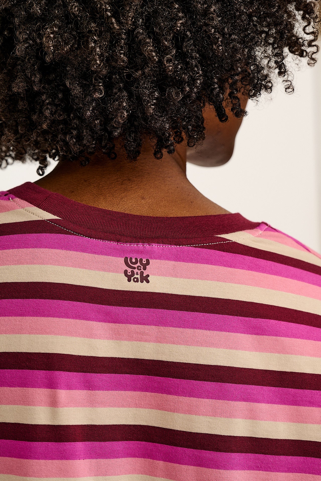 Mysen - Long Sleeve Cotton T-Shirt in Pink Stripe