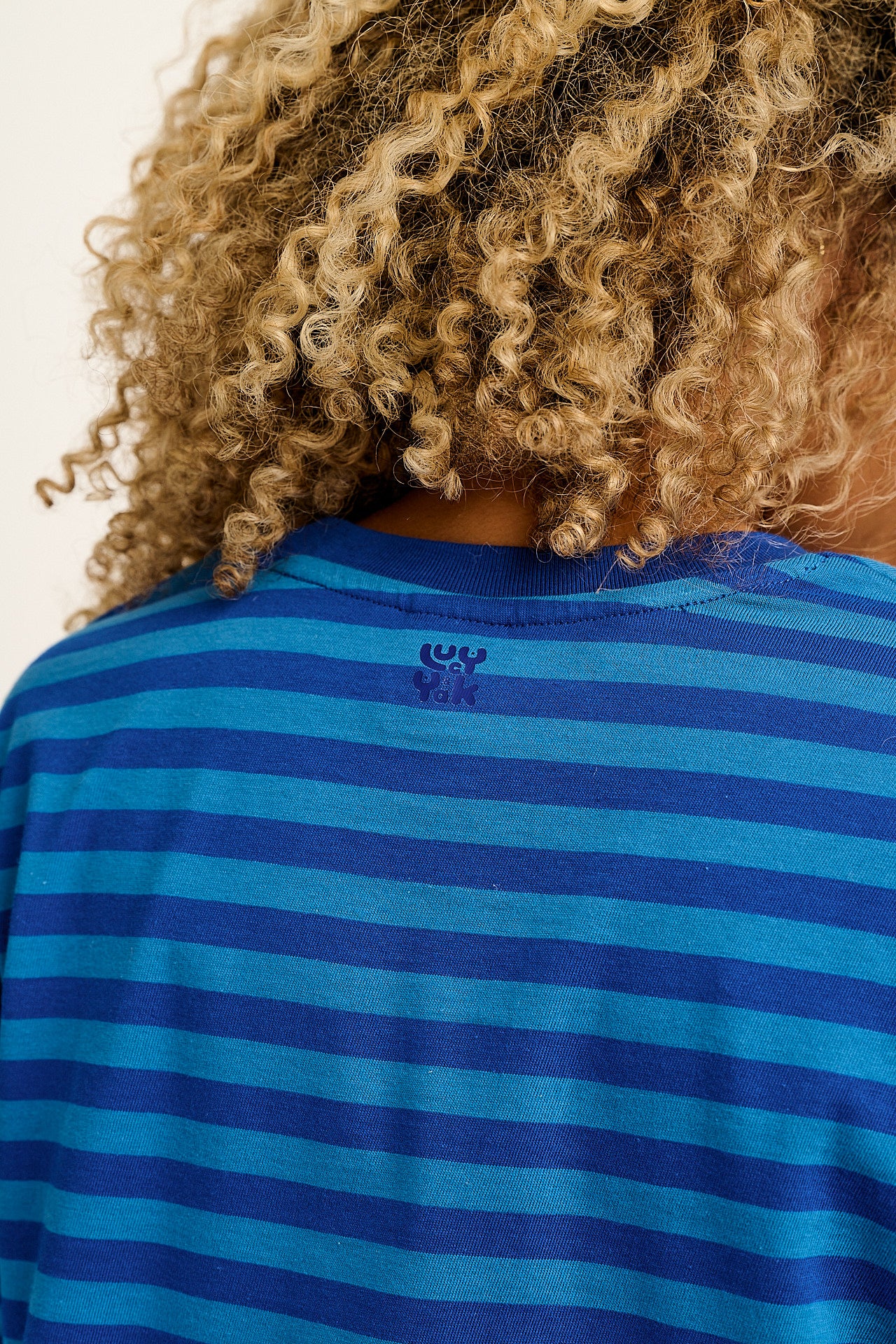 Mysen - Long Sleeve Cotton T-Shirt in Blue Stripe