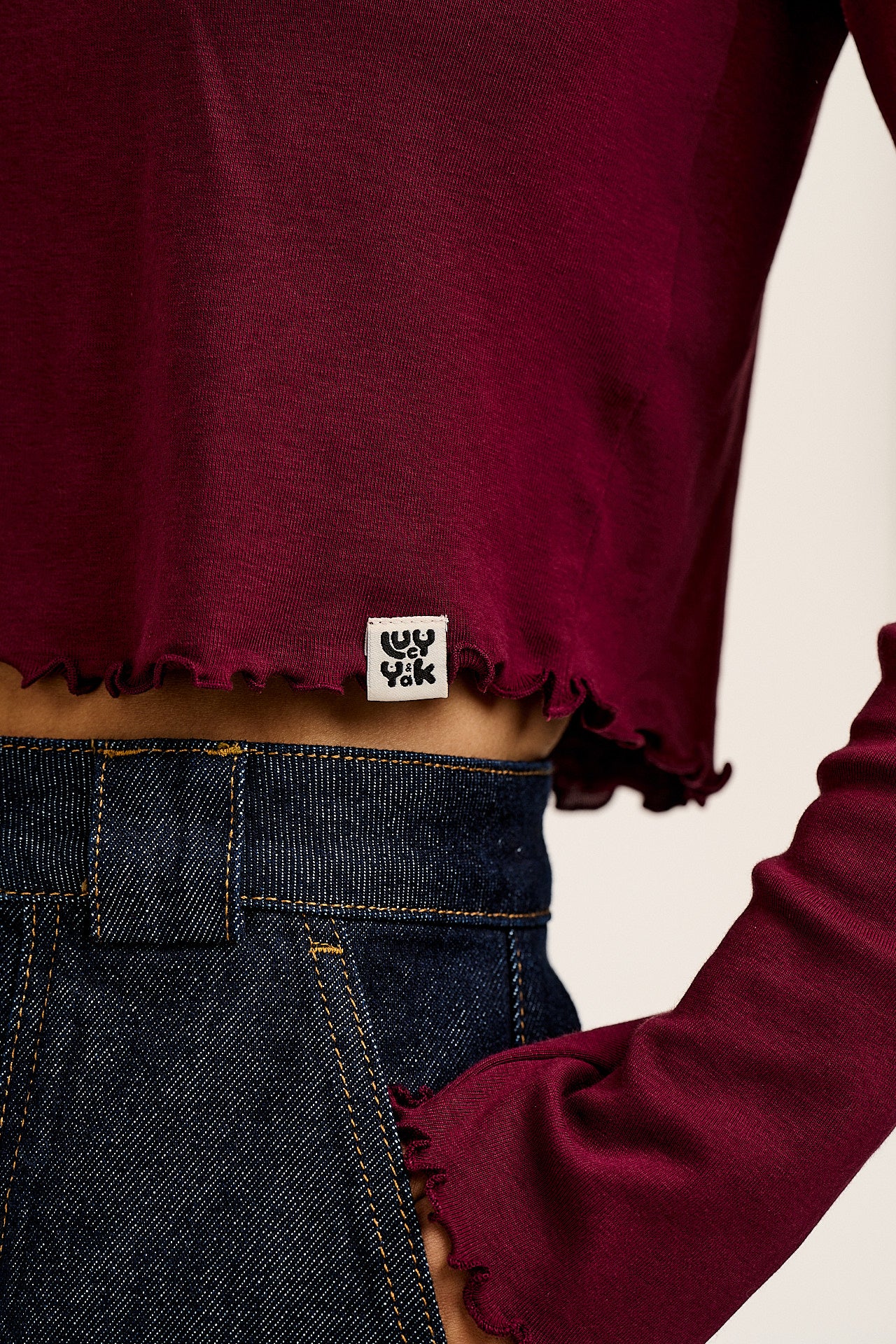 Hansel - Long Sleeve Cotton Crop Top in Wine – Lucy & Yak