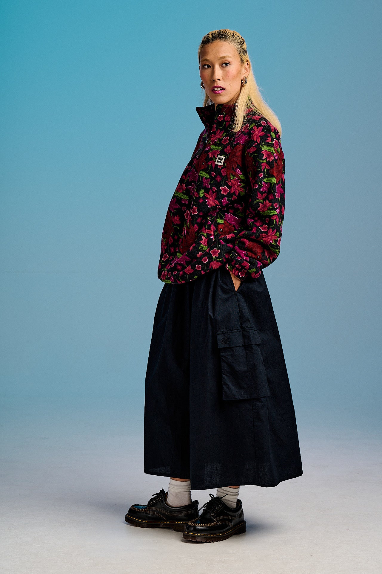 Stevie - Polar Fleece in Pink Koi Print