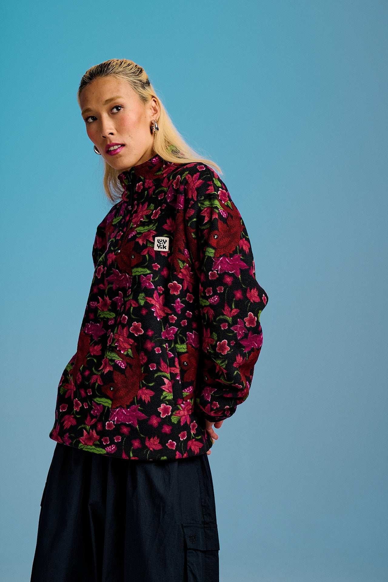 Stevie - Polar Fleece in Pink Koi Print