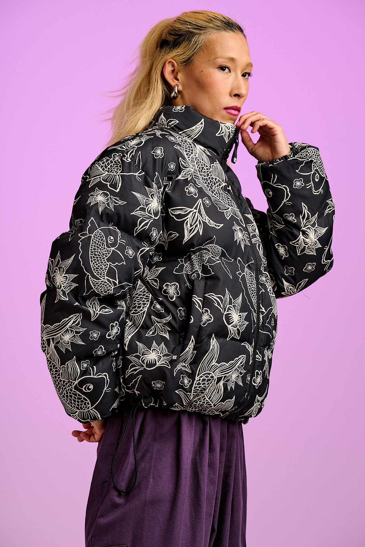 Paloma - Puffer Jacket in Koi Print