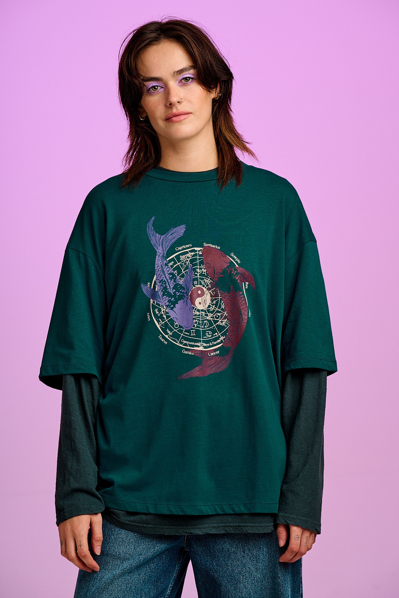 Benny - Oversized Cotton T-Shirt in Koi Print