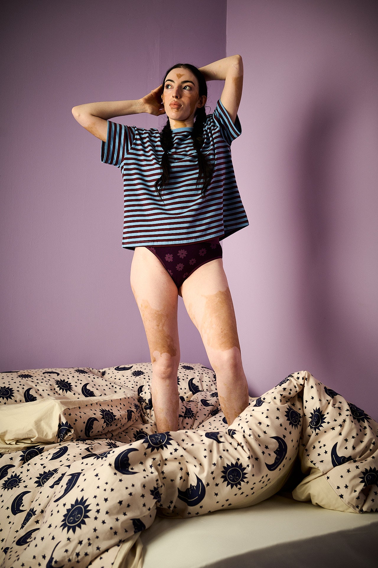 Sabrina - Soft Cotton Pyjamas in Grunge Stripe