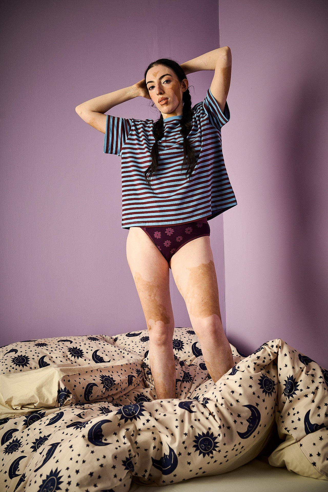 Cora - Cotton & Bamboo Bikini Pant in Purple Delano