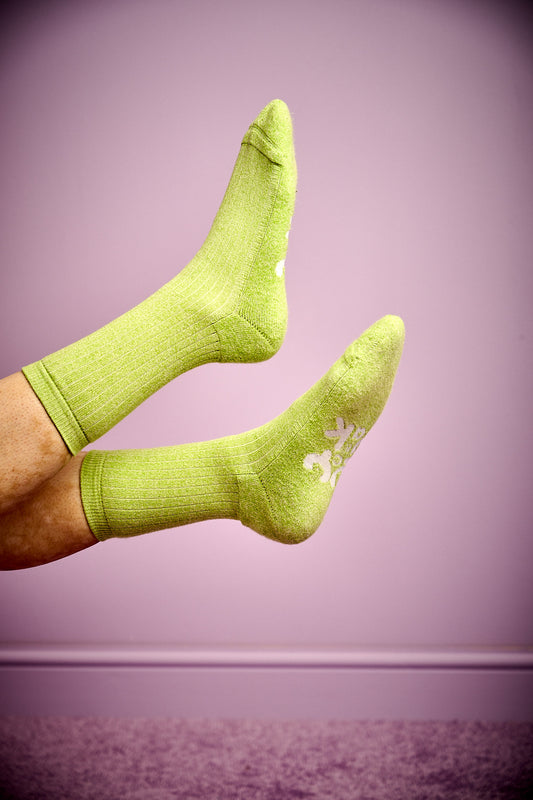 Sienna - Thick Cotton socks in Lima Bean Green Marl
