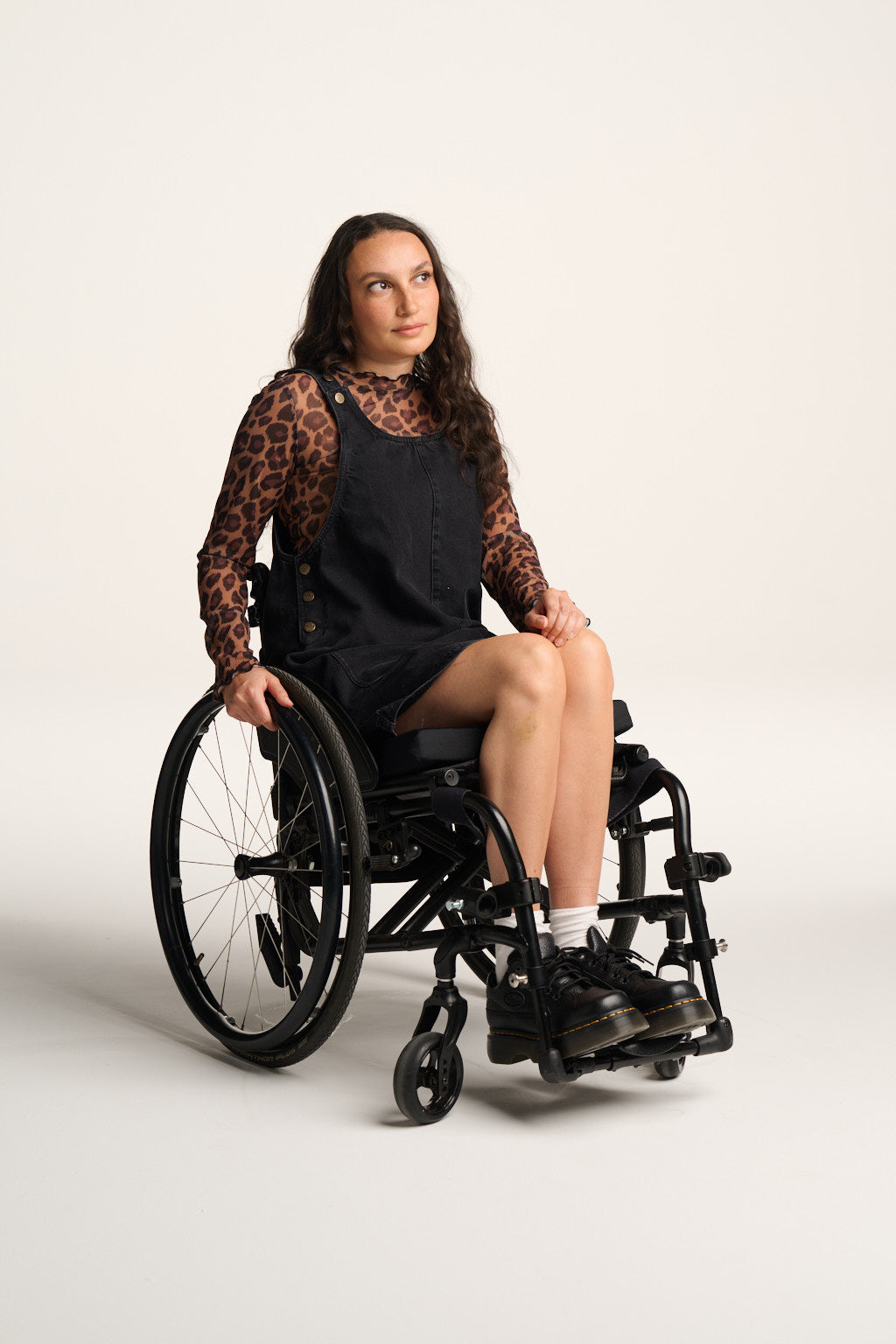 Layla - Mini Denim Dress in Washed Black