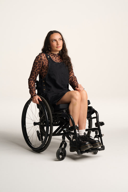 Layla - Mini Denim Dress in Washed Black