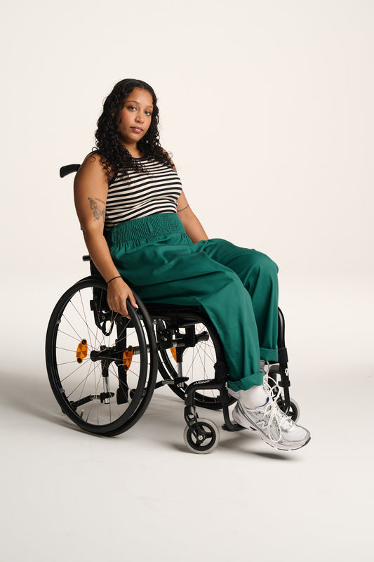 Alexa - Cotton Trousers in Teal