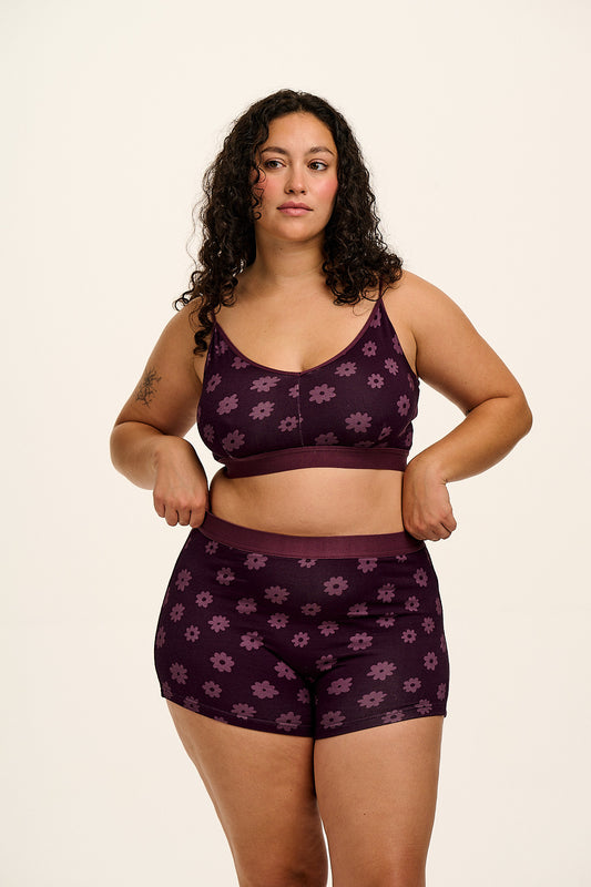 Joey - Cotton & Bamboo Boxer Shorts in Purple Delano Print