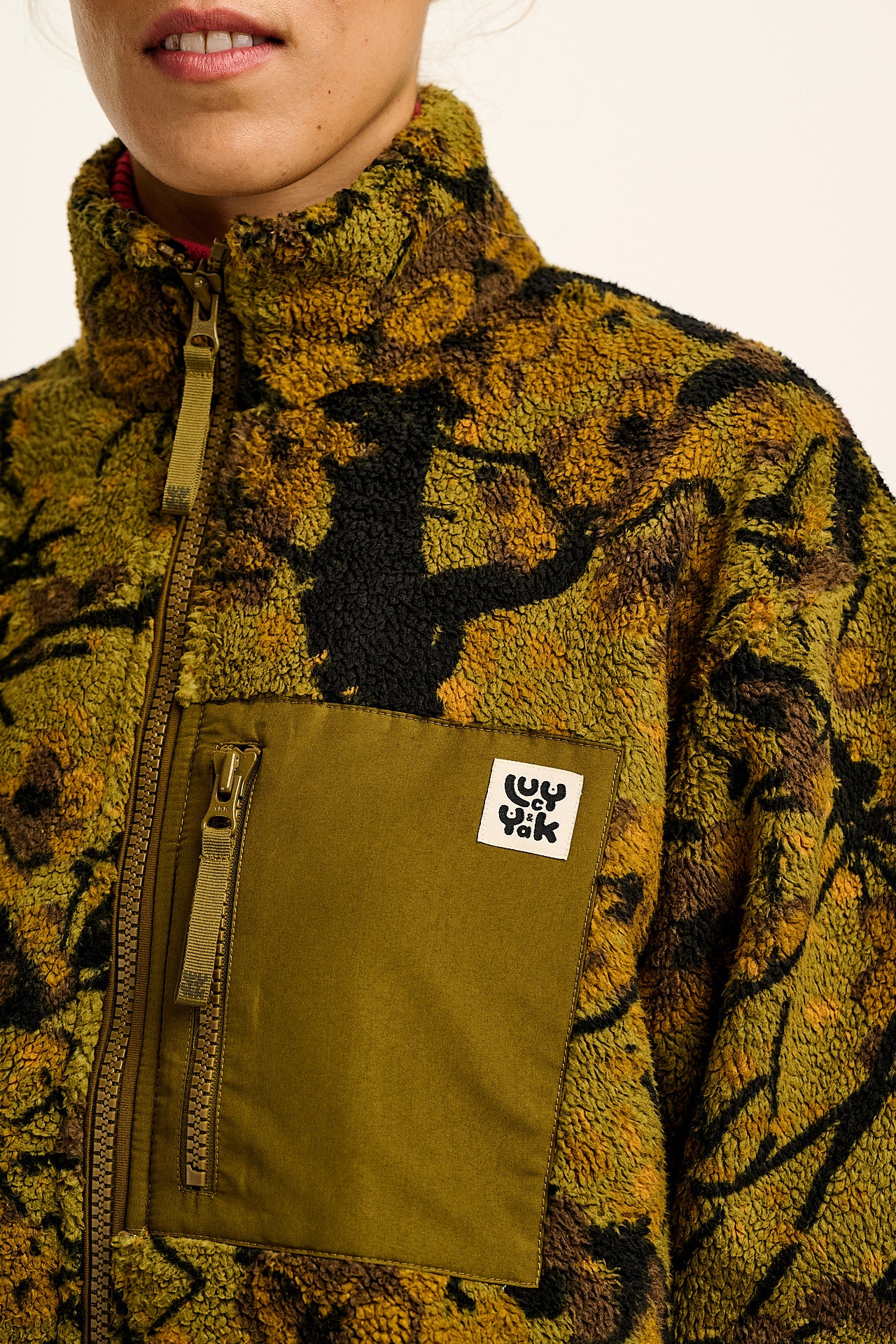 Harper - Borg Fleece Jacket in Green Blossom