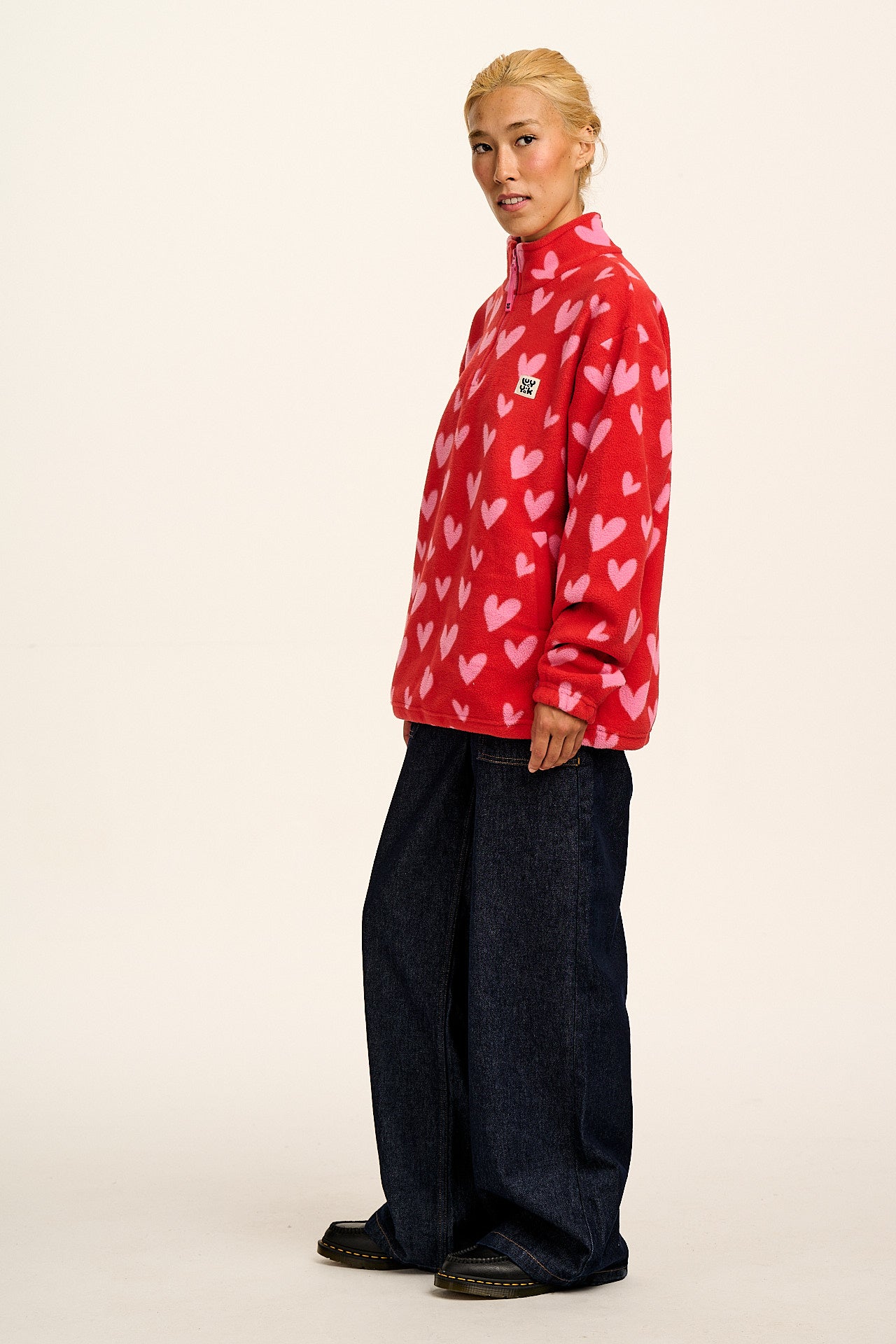 Stevie - Polar Fleece in Red & Pink Cupid