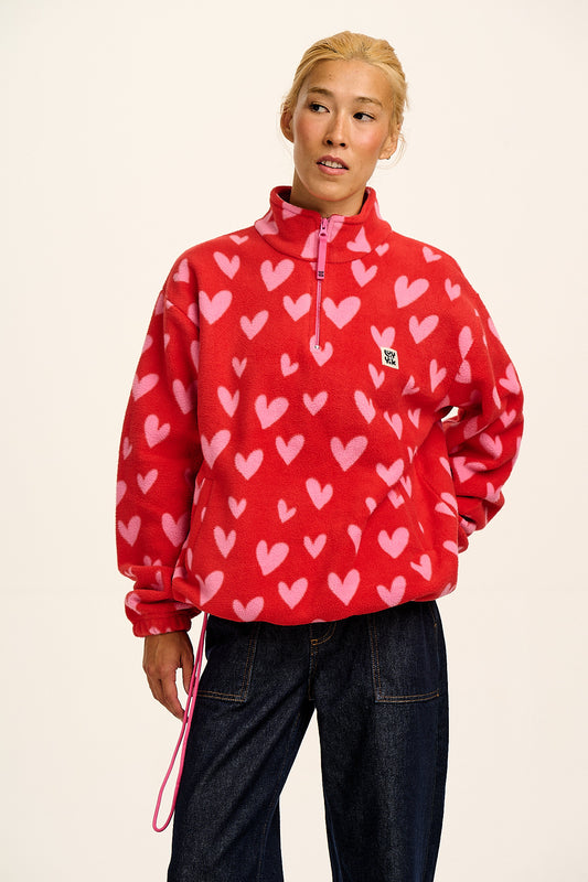 Stevie - Polar Fleece in Red & Pink Cupid