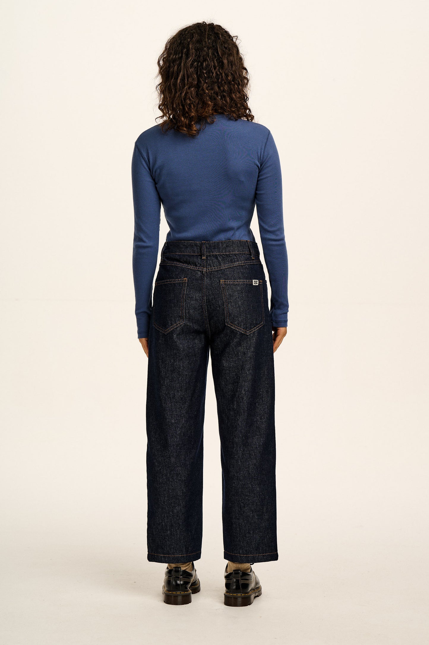 Drew - Cropped Straight Leg Denim Jeans in Vintage Indigo