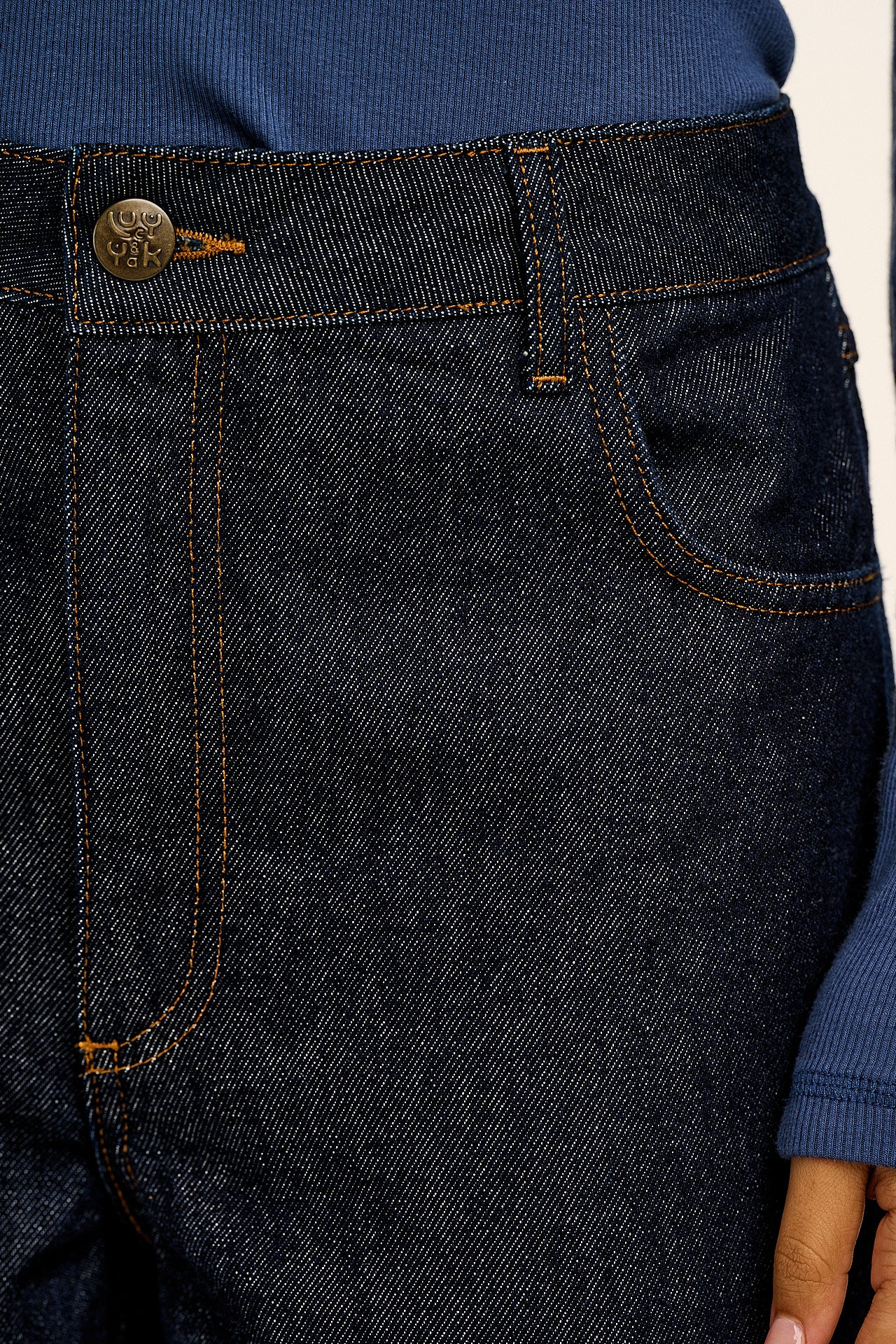 Drew - Cropped Straight Leg Denim Jeans in Vintage Indigo