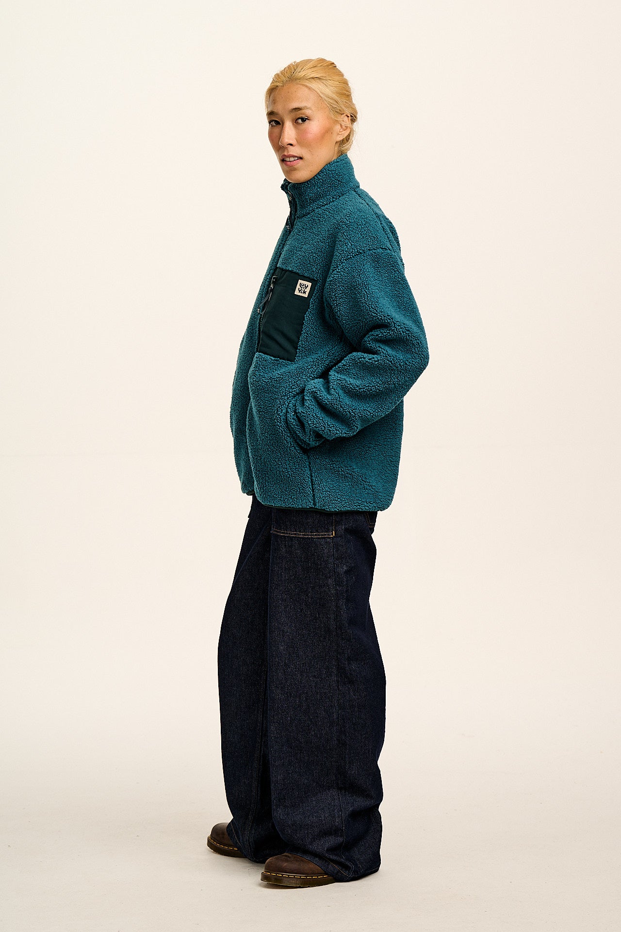 Harper - Borg Fleece Jacket in Teal