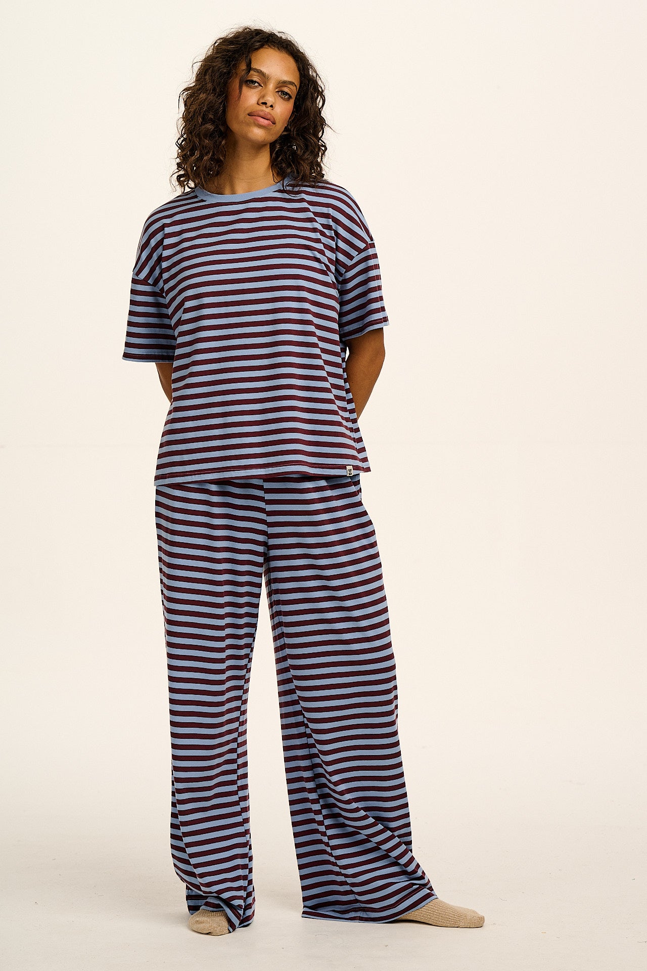 Sabrina - Soft Cotton Pyjamas in Grunge Stripe
