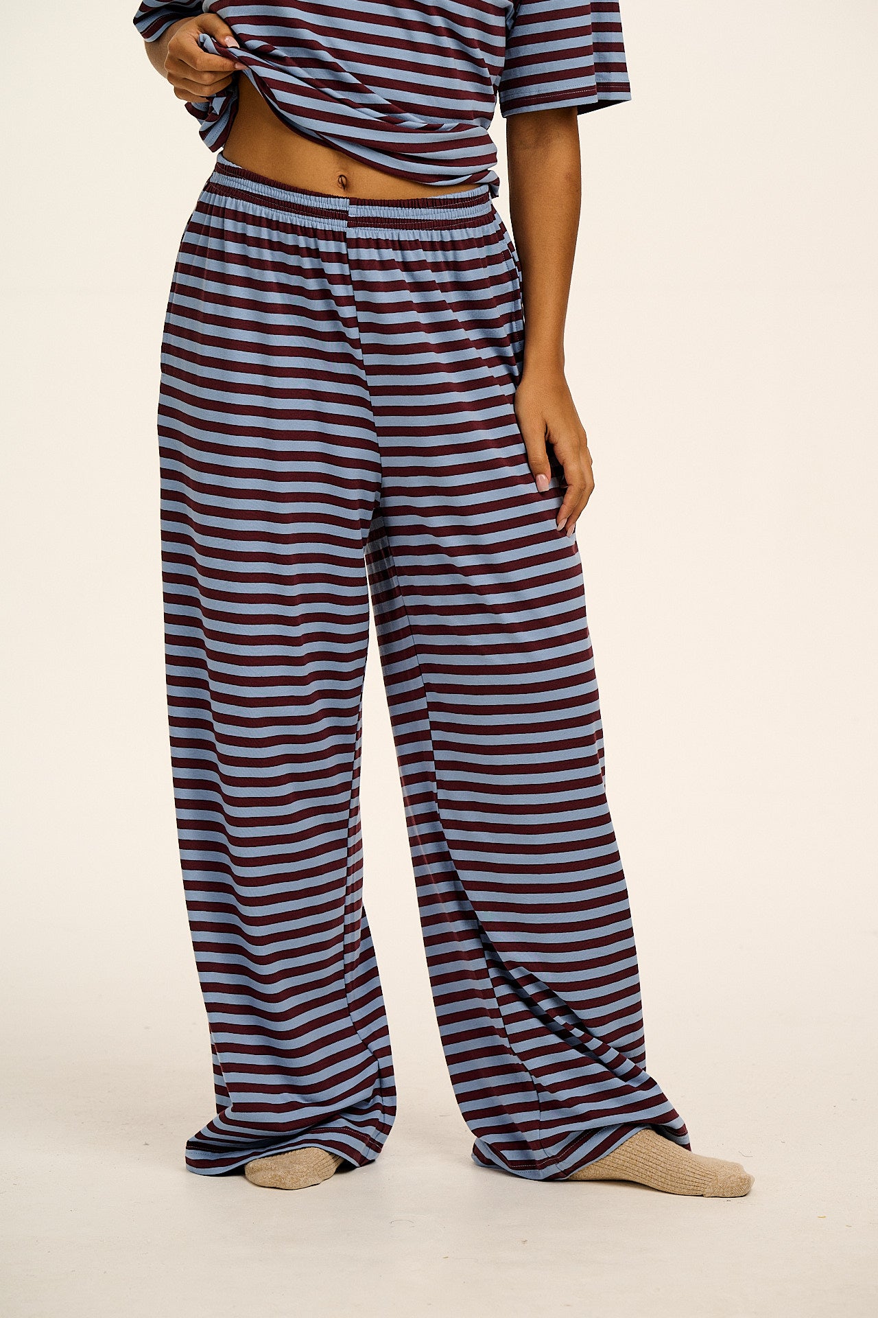 Sabrina - Soft Cotton Pyjamas in Grunge Stripe