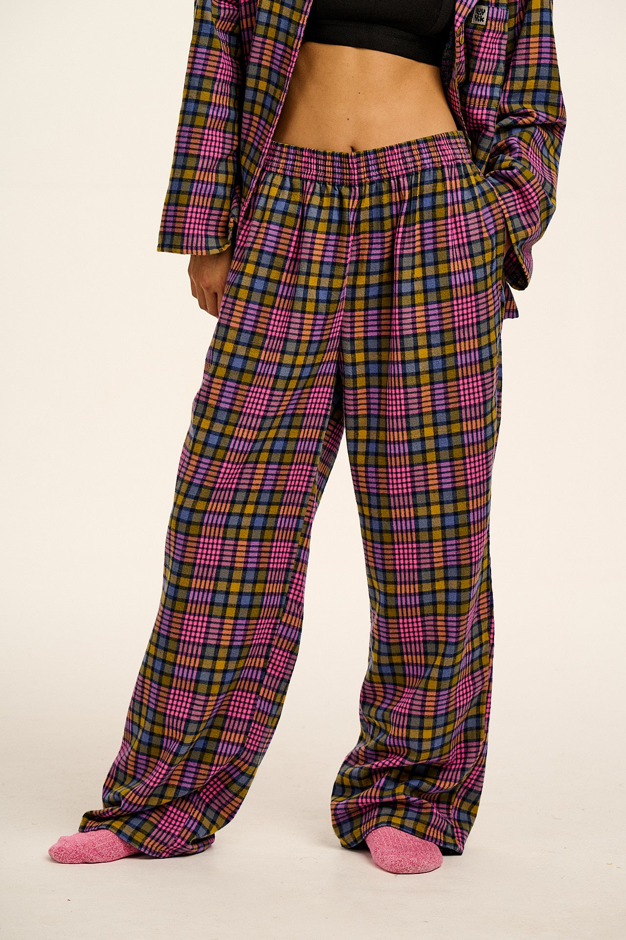 Dreamer - Brushed Cotton Pyjamas Set in Purple Grunge Check