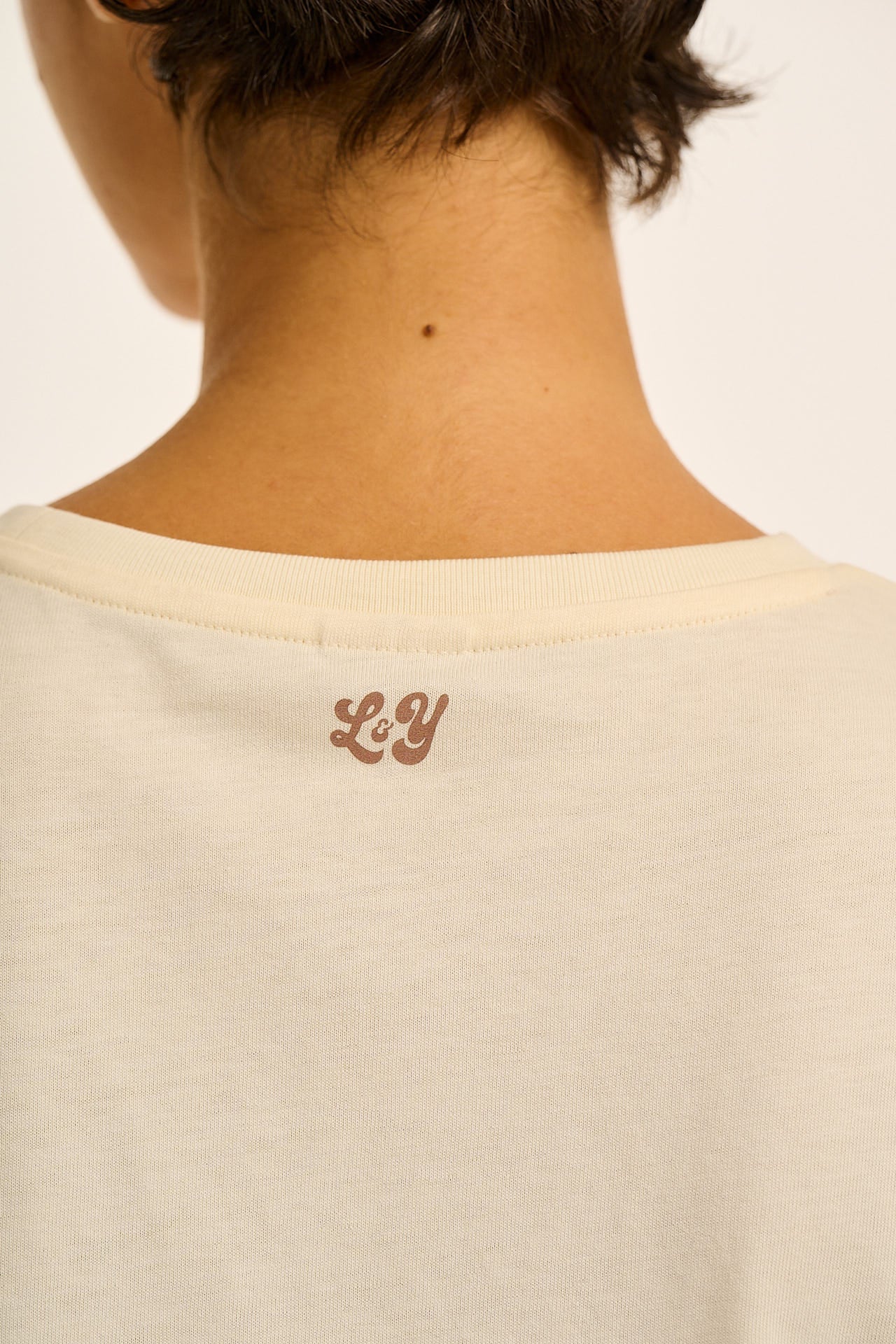 Zayla - Cropped Boxy T-Shirt in Ecru New Moon Print