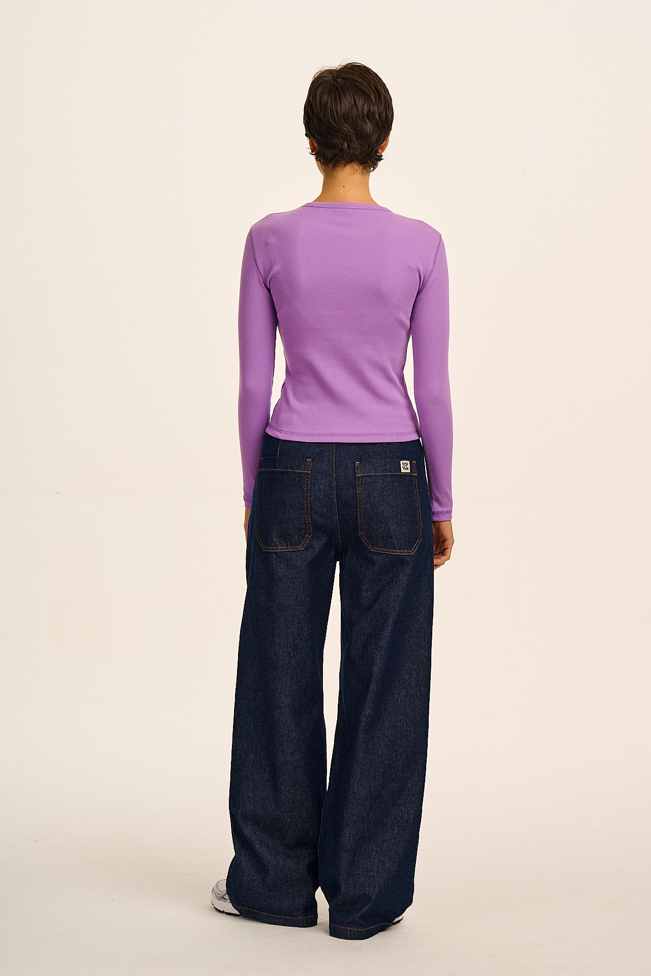 Grayson - Long Sleeve Cotton T-Shirt in Lavender