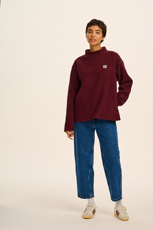 Manaia - Funnel Neck Polar Fleece in Windsor Wine