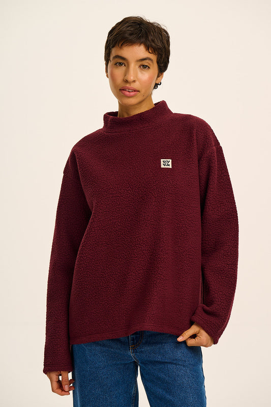 Manaia - Funnel Neck Polar Fleece in Windsor Wine