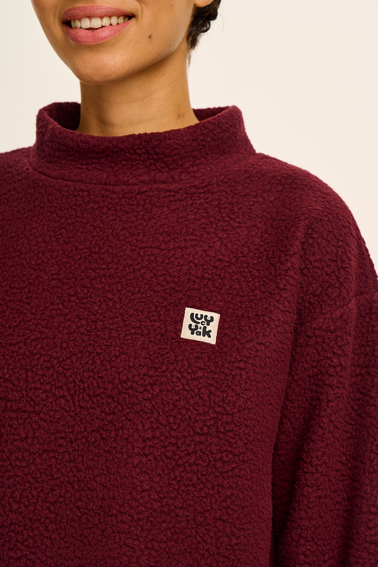 Manaia - Funnel Neck Polar Fleece in Windsor Wine