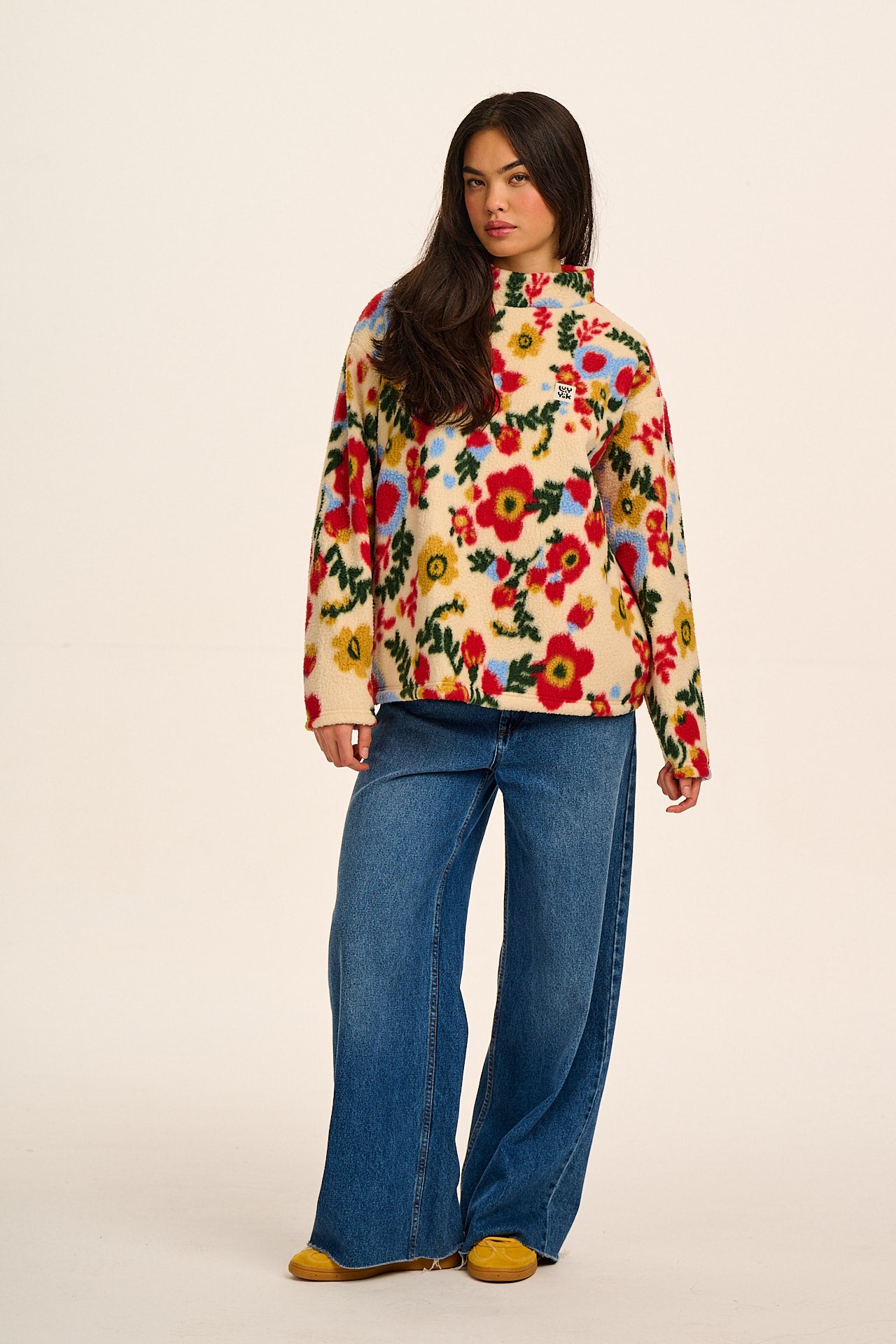 Manaia - Funnel Neck Polar Fleece in Follow Trails Floral