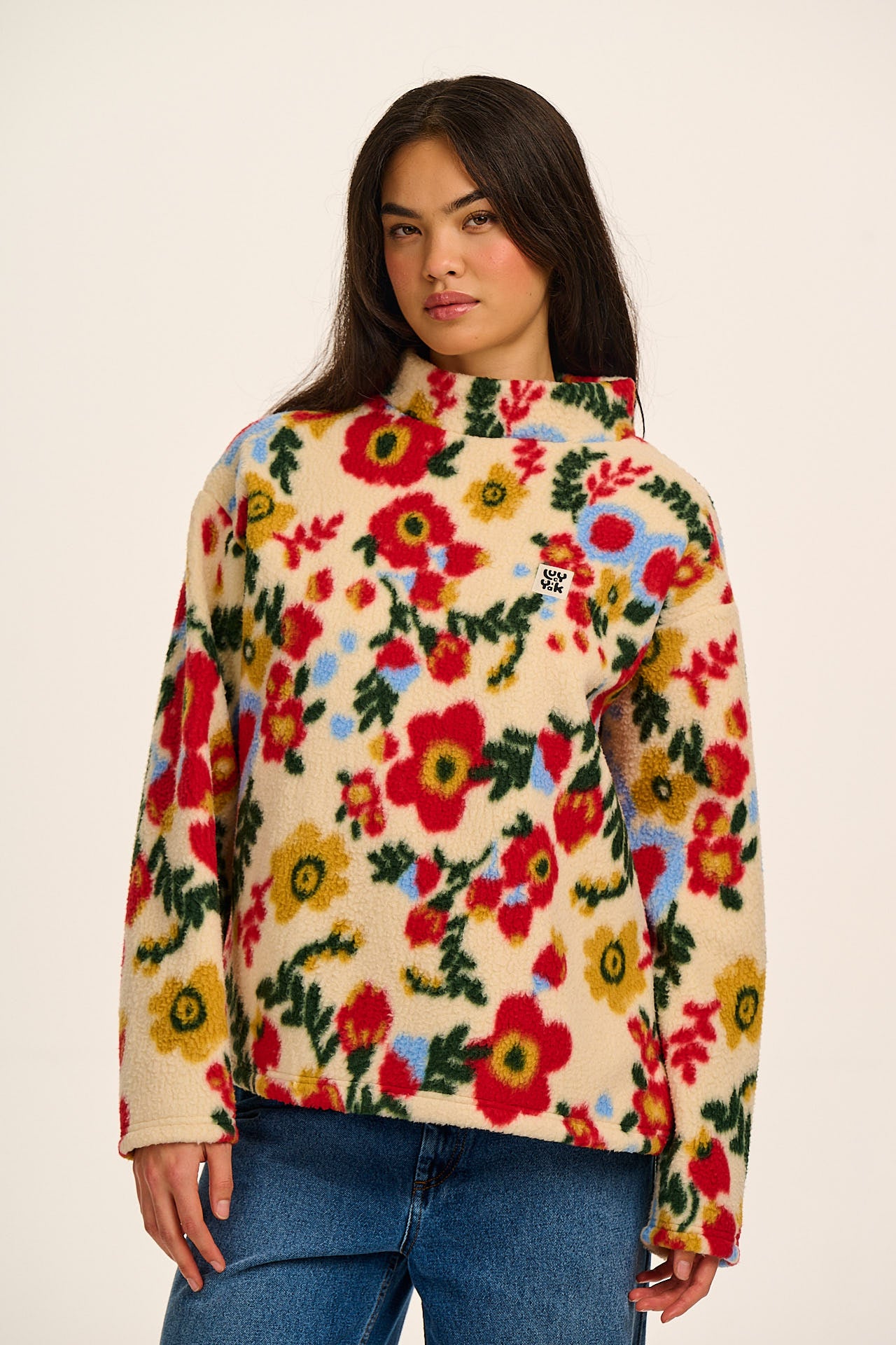 Manaia - Funnel Neck Polar Fleece in Follow Trails Floral