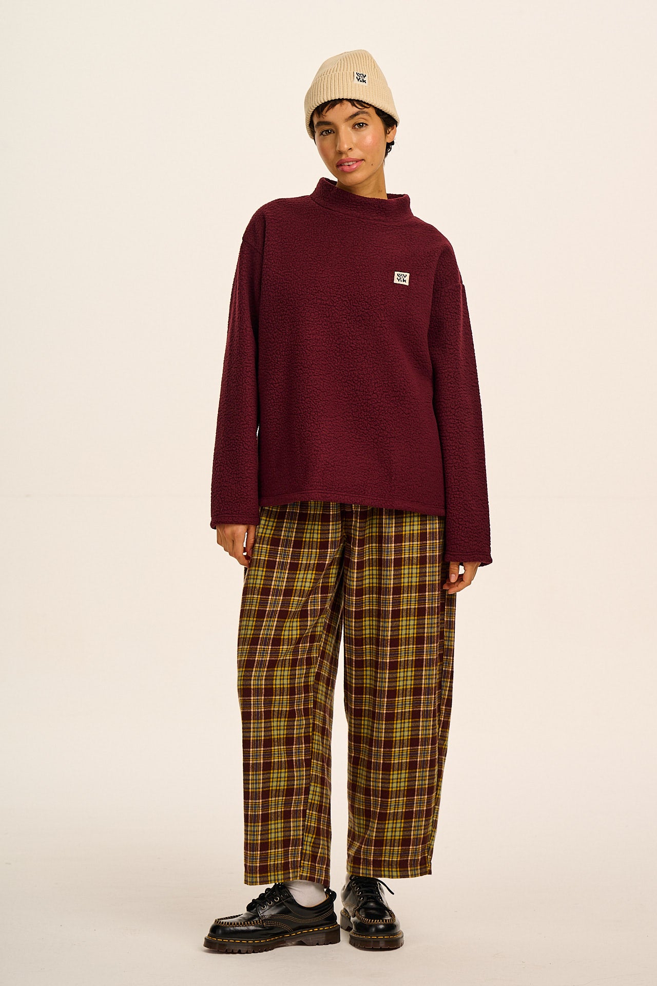 Manaia - Funnel Neck Polar Fleece in Windsor Wine