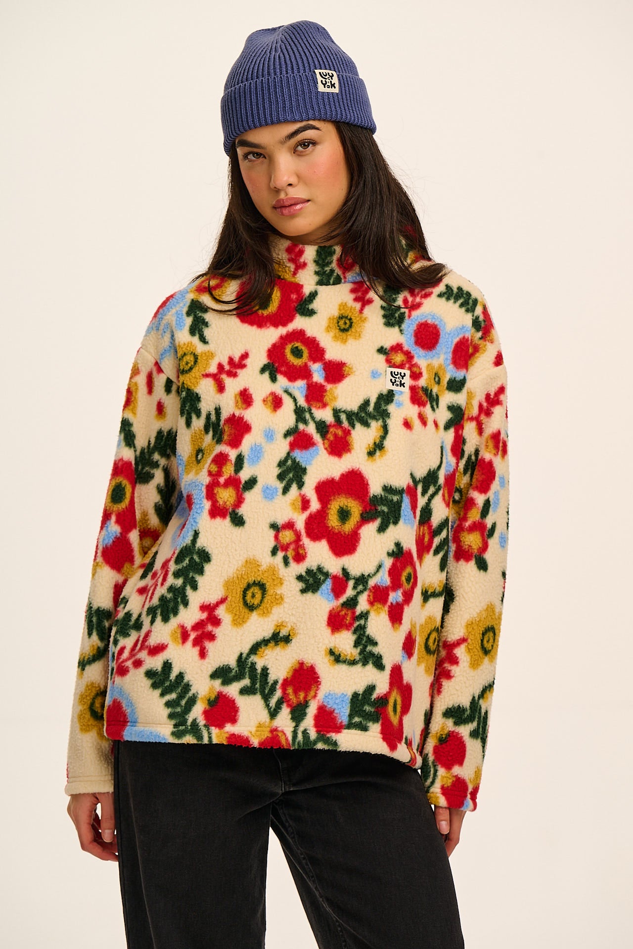 Manaia - Funnel Neck Polar Fleece in Follow Trails Floral