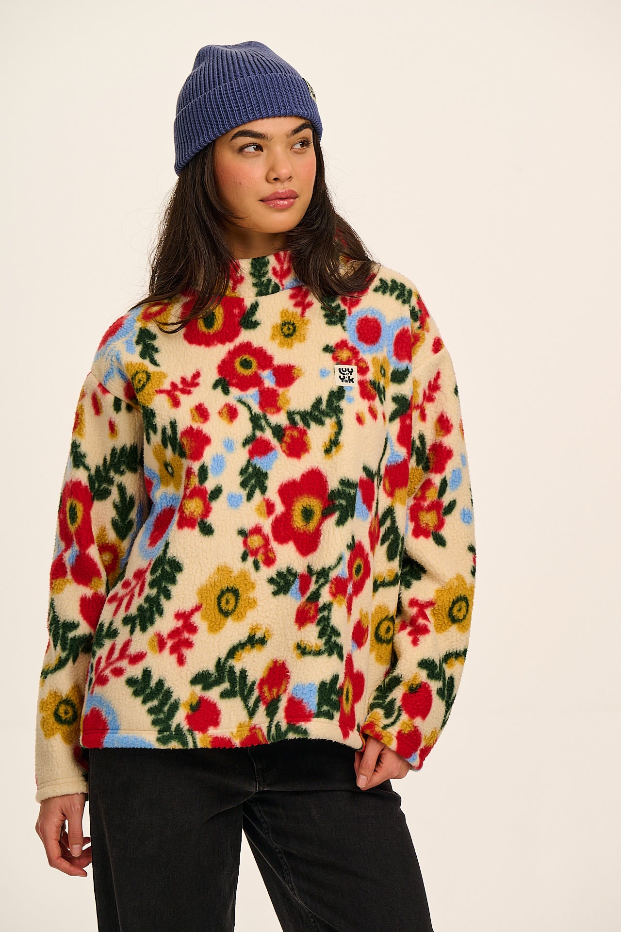 Manaia - Funnel Neck Polar Fleece in Follow Trails Floral