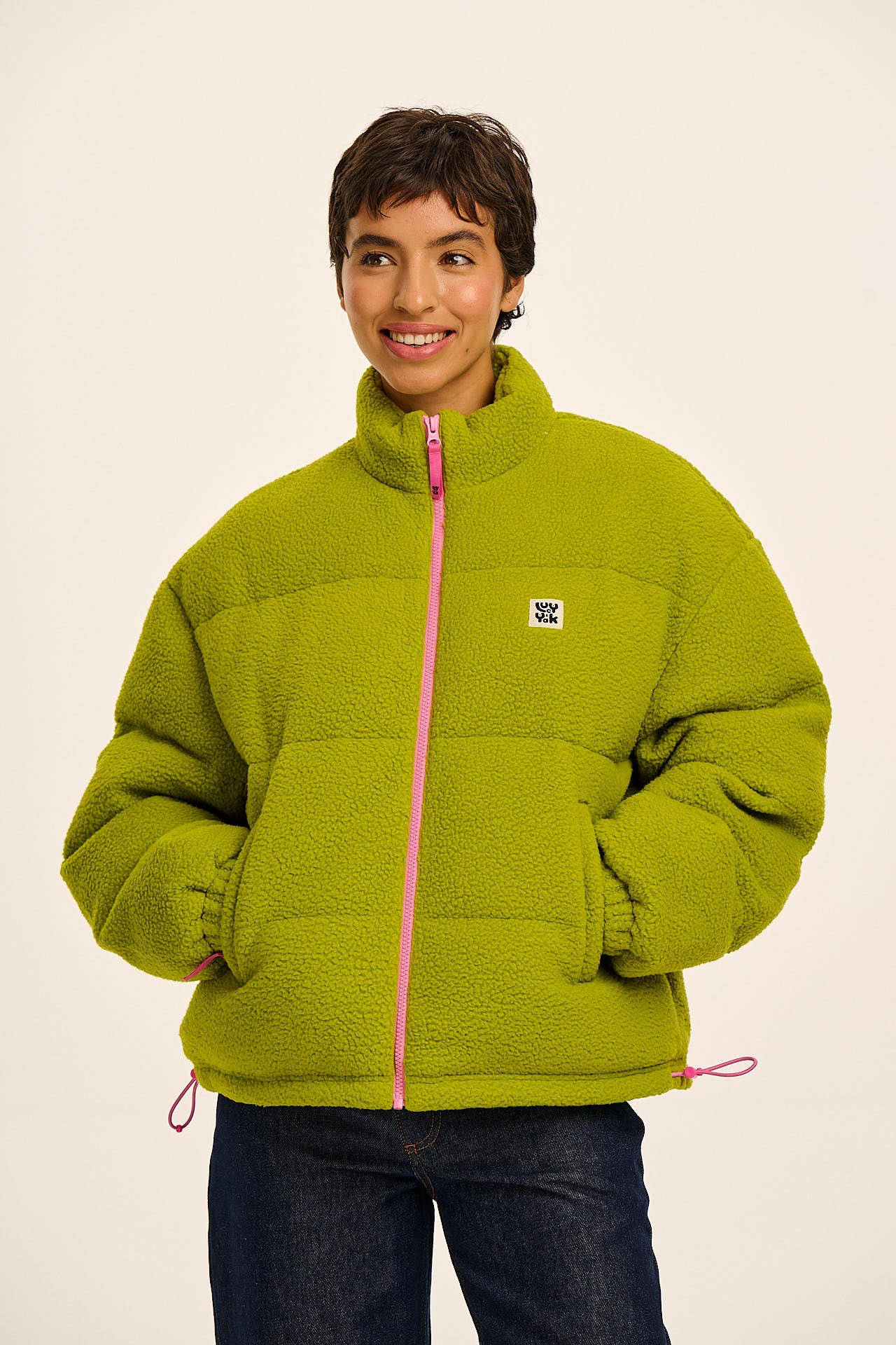 Paloma - Borg Puffer Jacket in Green