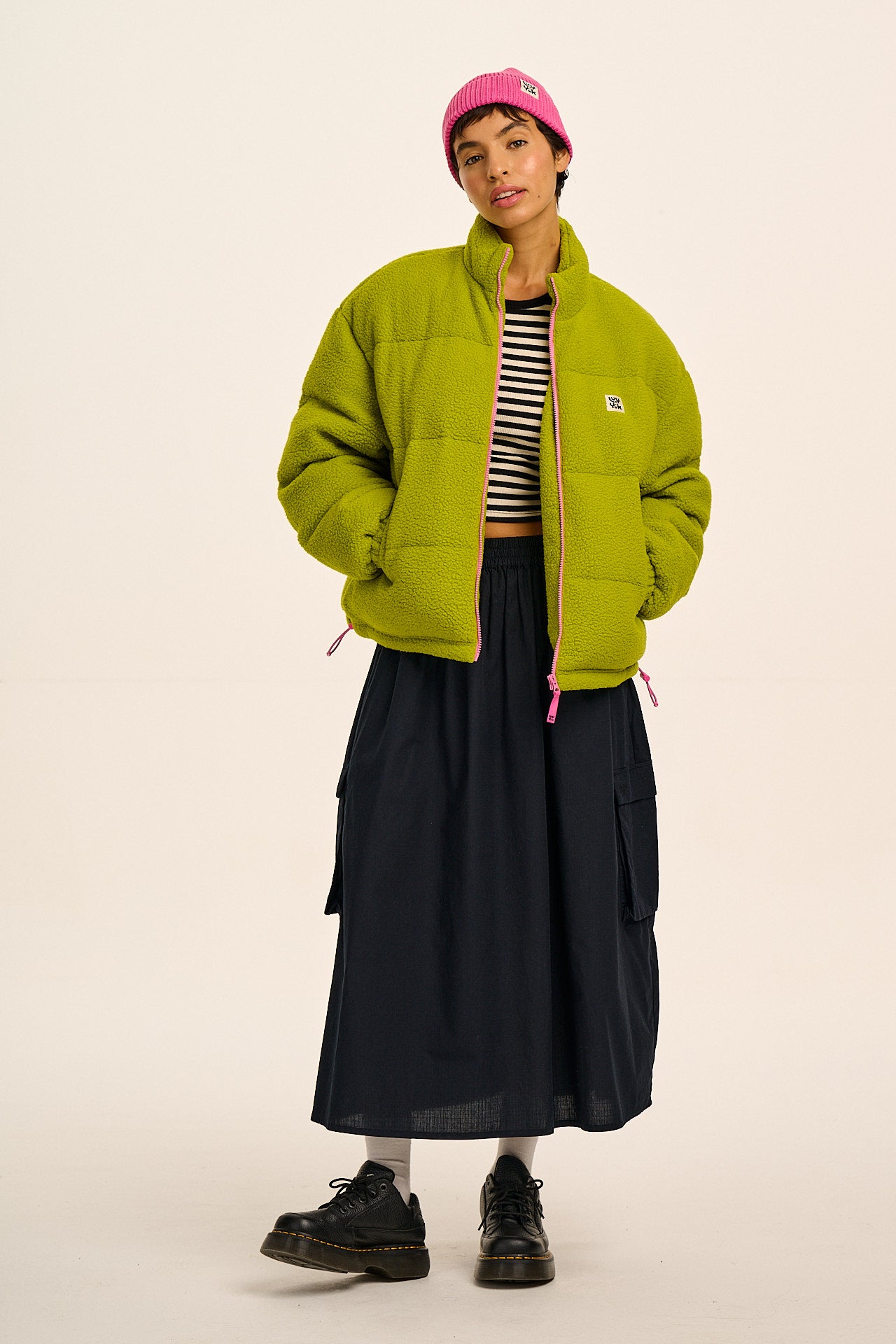 Paloma - Borg Puffer Jacket in Green