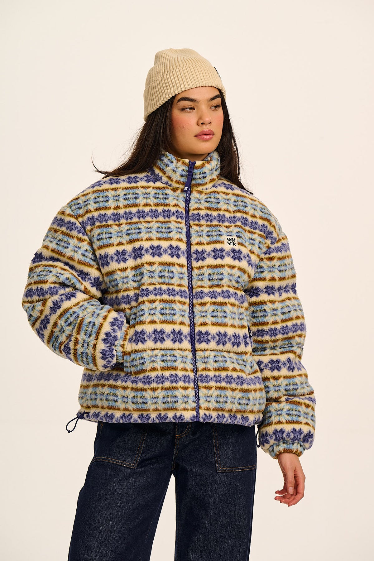 Paloma Puffer Jacket Recycled Polyester Borg Argyle