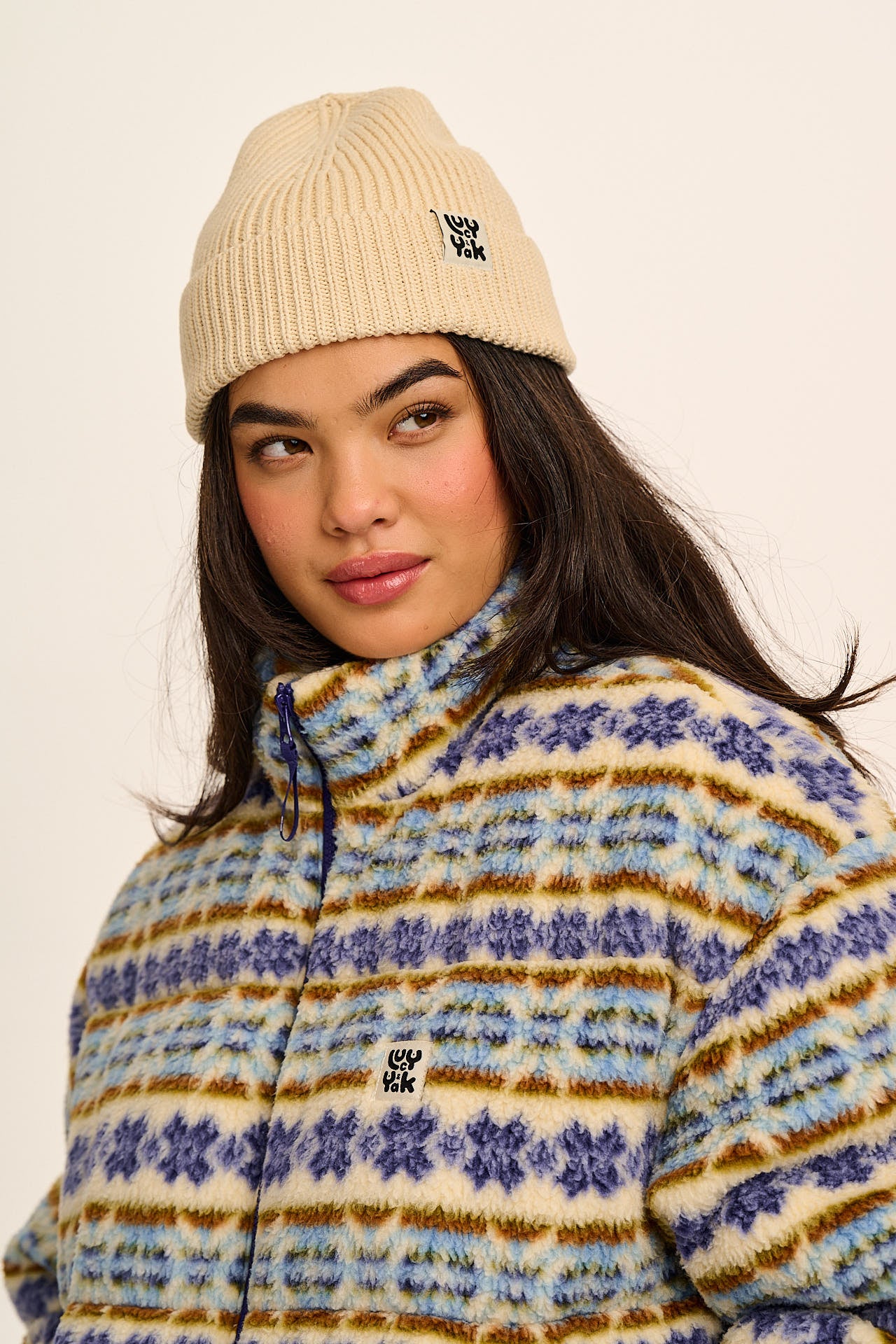 Luca - Knitted Cotton Beanie in Cream