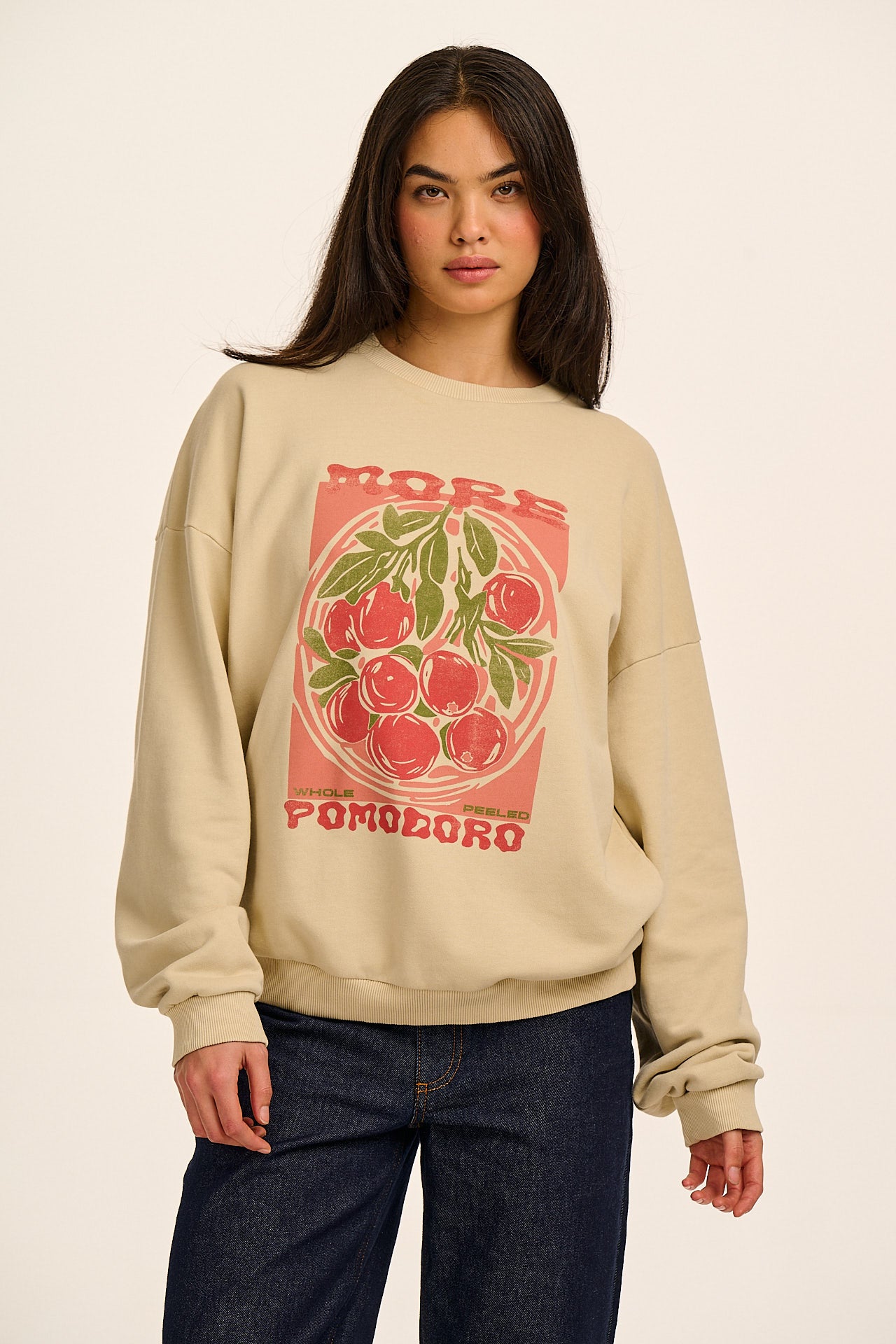 Sutton - Cotton Oversized Sweatshirt in Pomodoro
