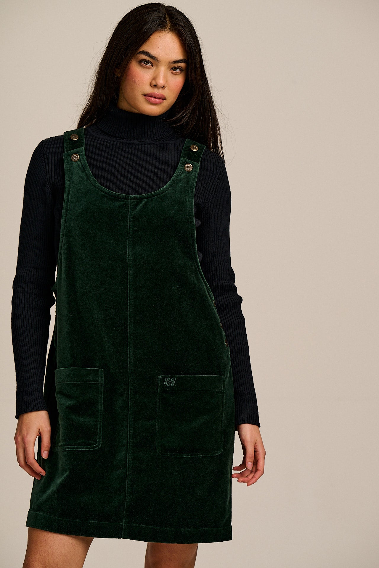 Layla - Mini Cotton Velvet Dress in Jade – Lucy & Yak