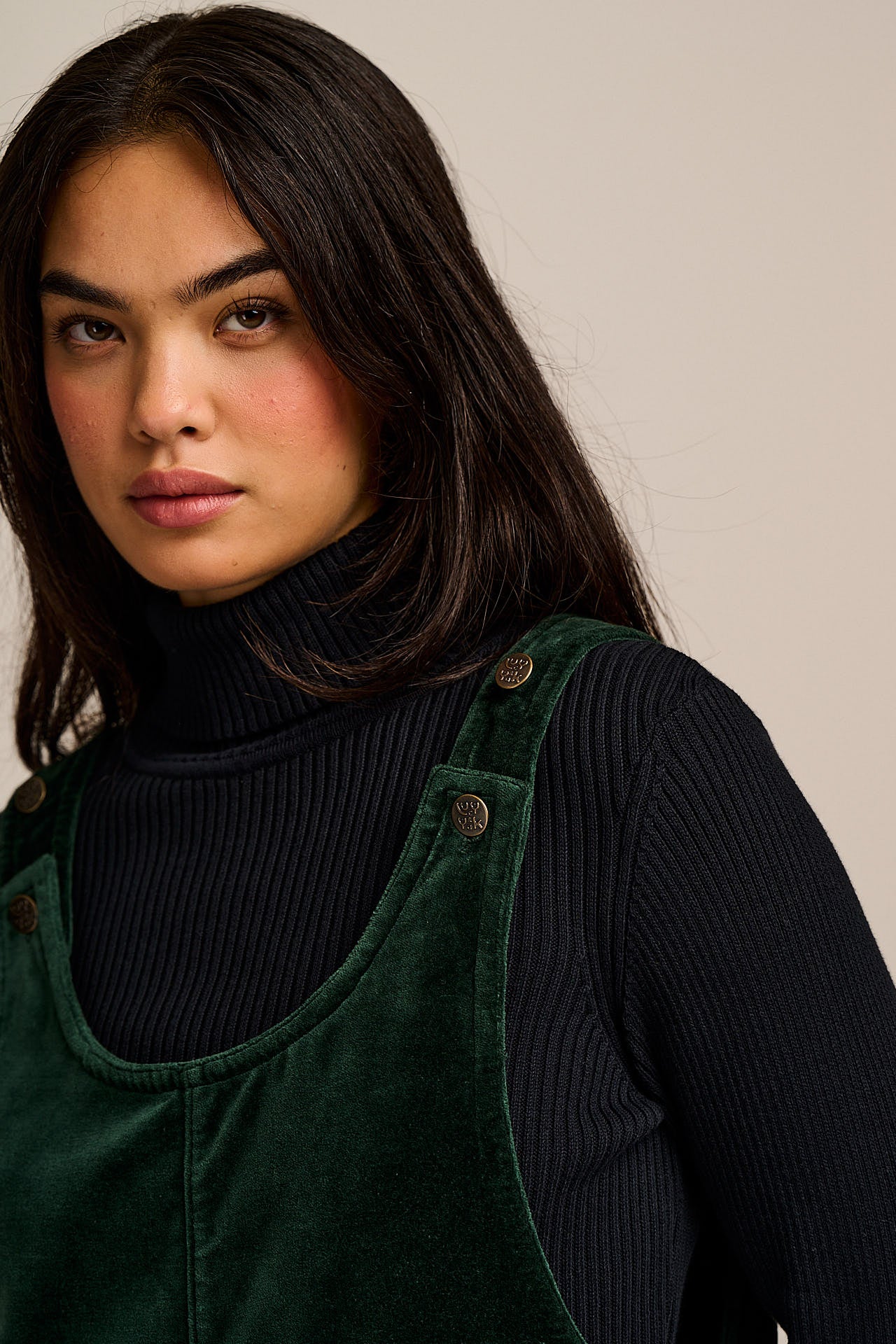 Layla - Mini Cotton Velvet Dress in Jade