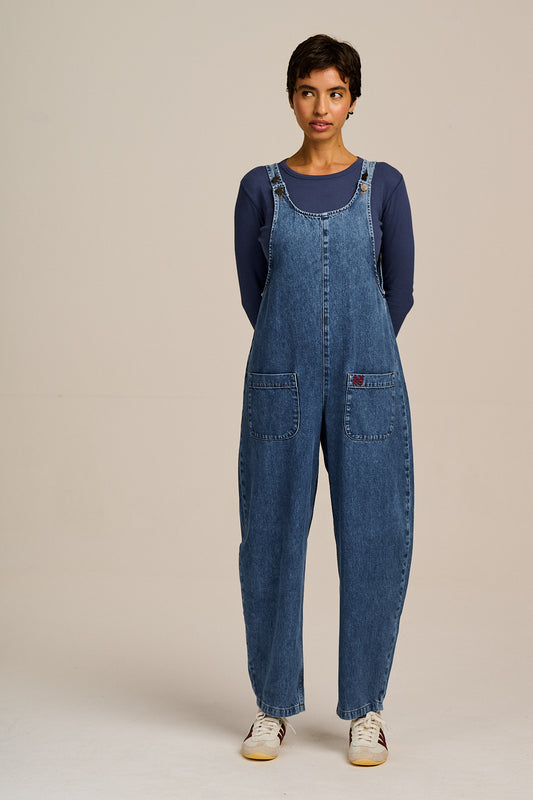 Ara - Denim Dungarees in Mid Wash Blue