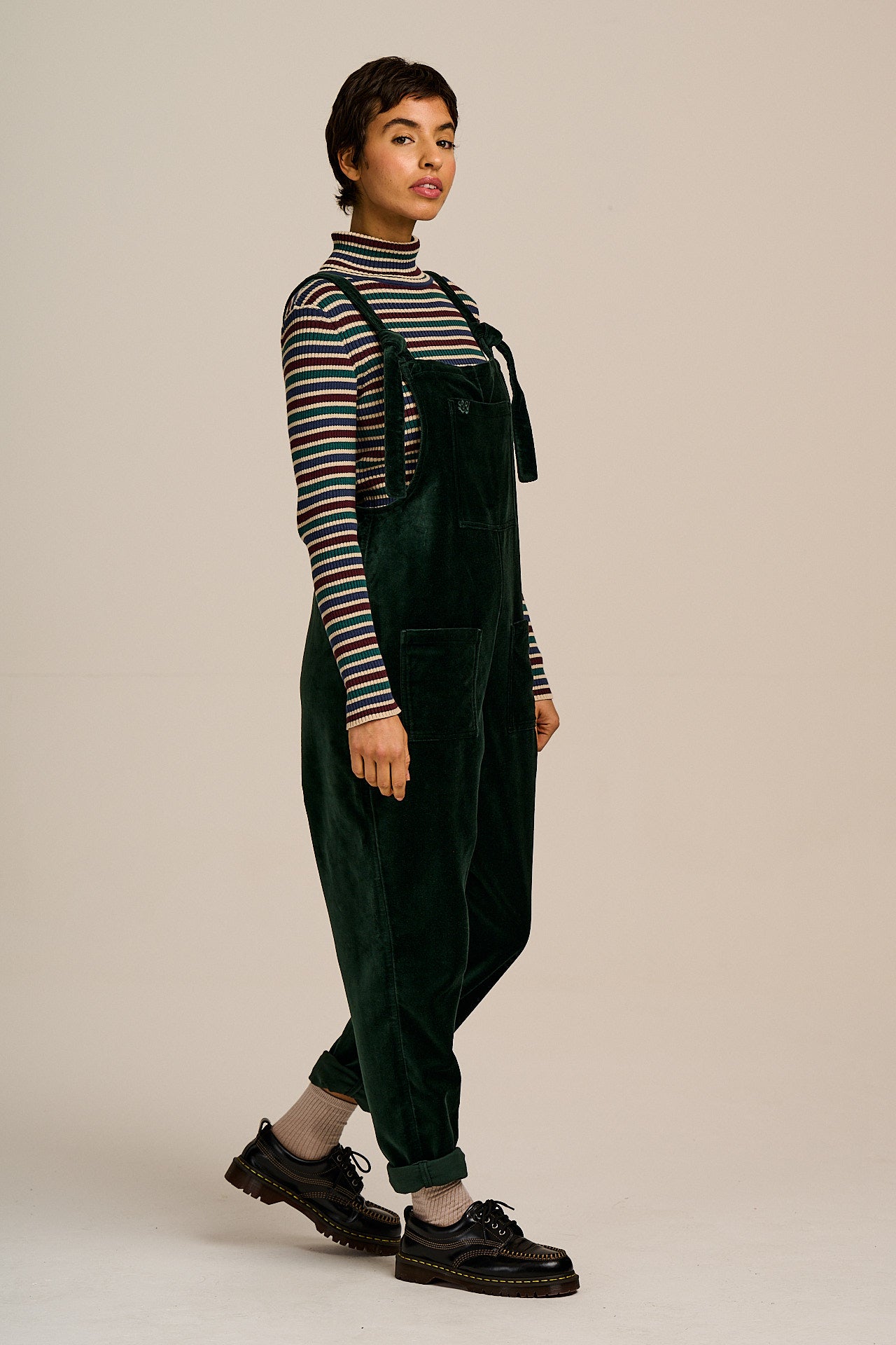 Original - Cotton Velvet Dungarees in Jade