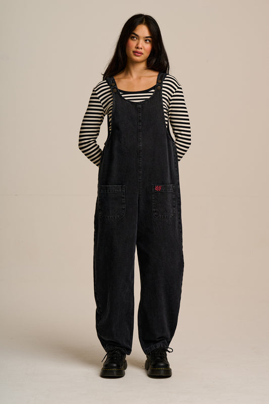 Ara - Denim Dungarees in Black Wash
