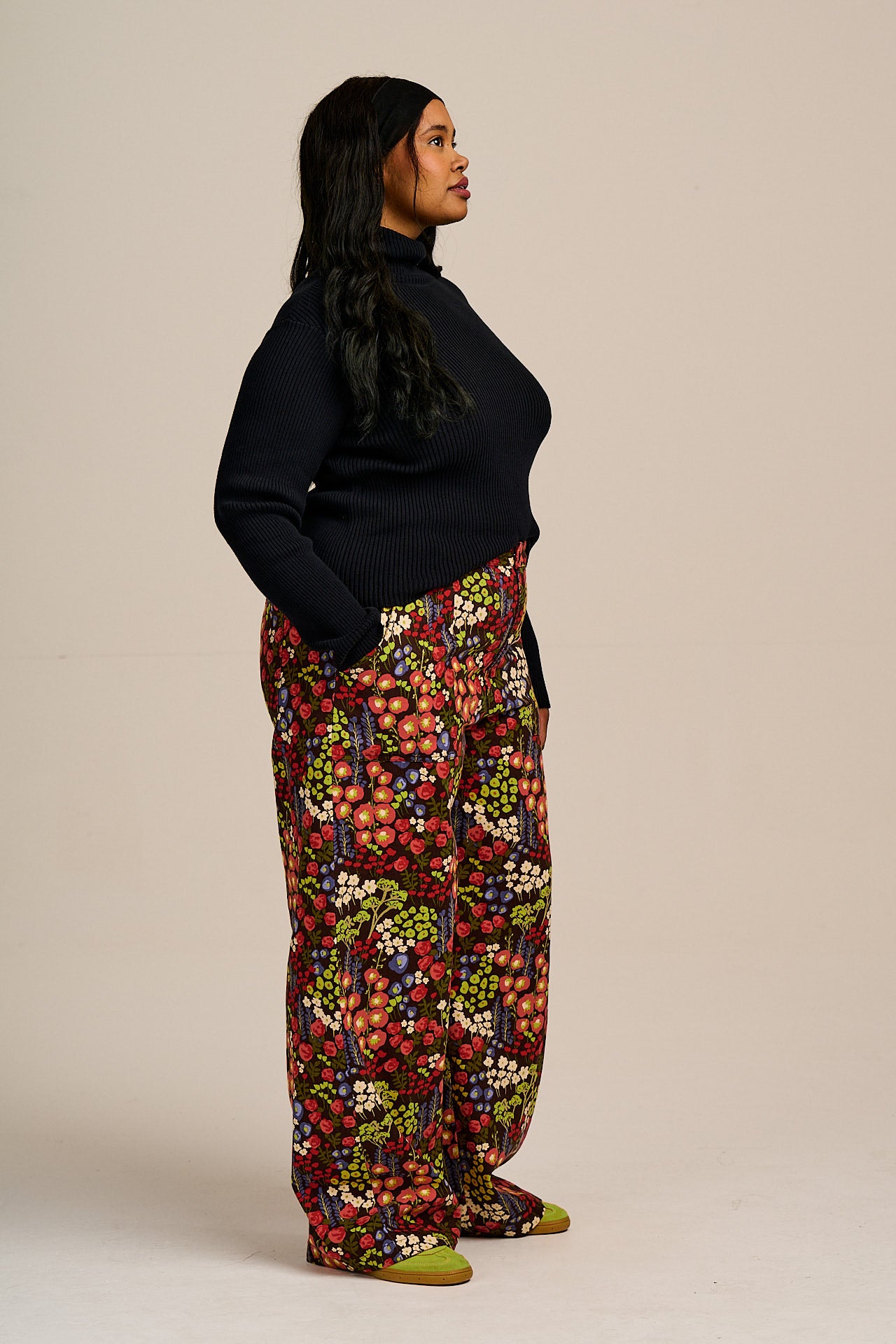 Delores - Wide Leg Cotton Jeans in Winter Garden