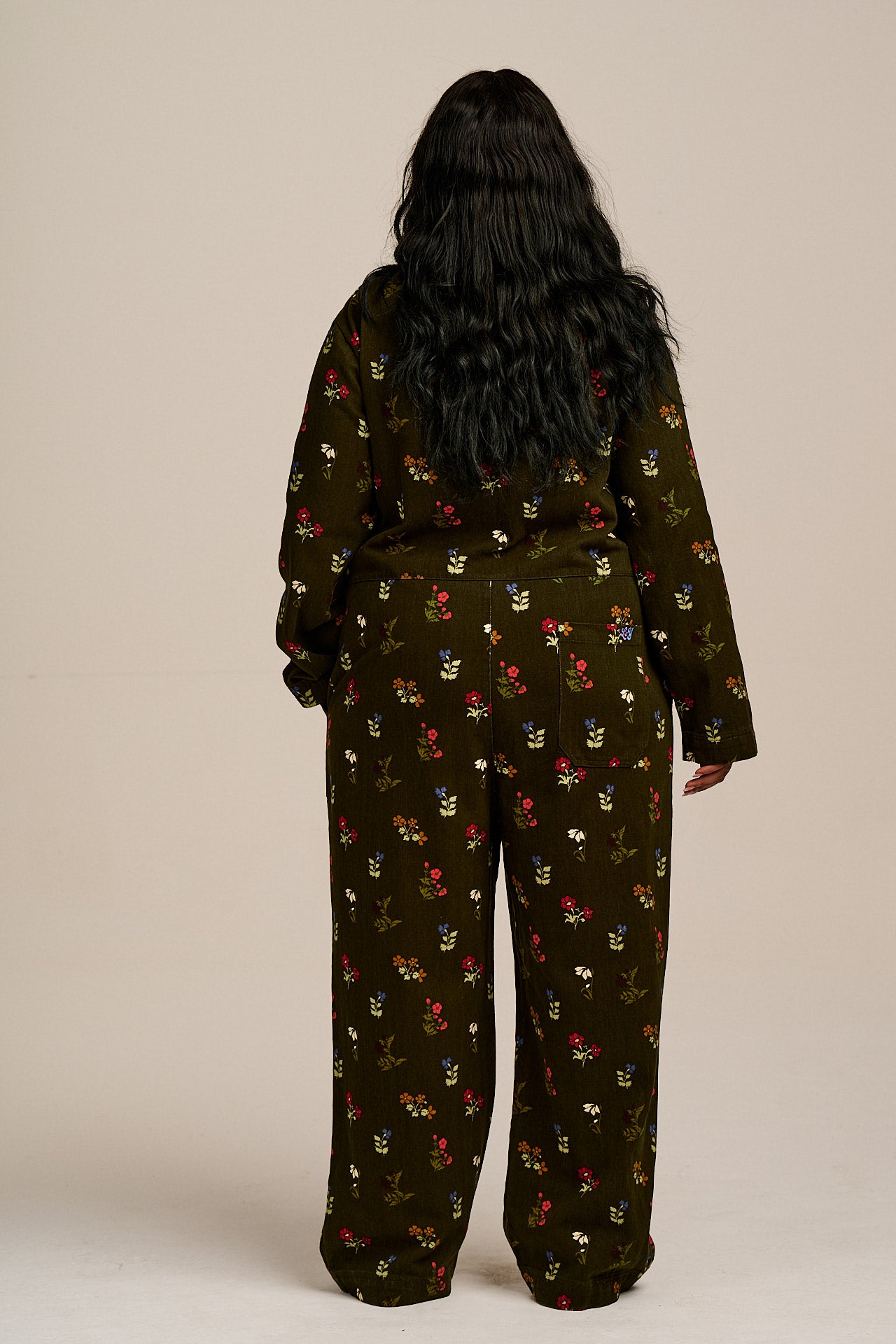 Arendal - Cotton Long Sleeve Jumpsuit in Winter Blooms