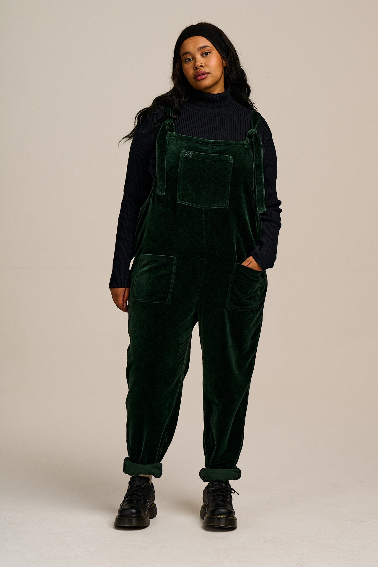 Original - Cotton Velvet Dungarees in Jade